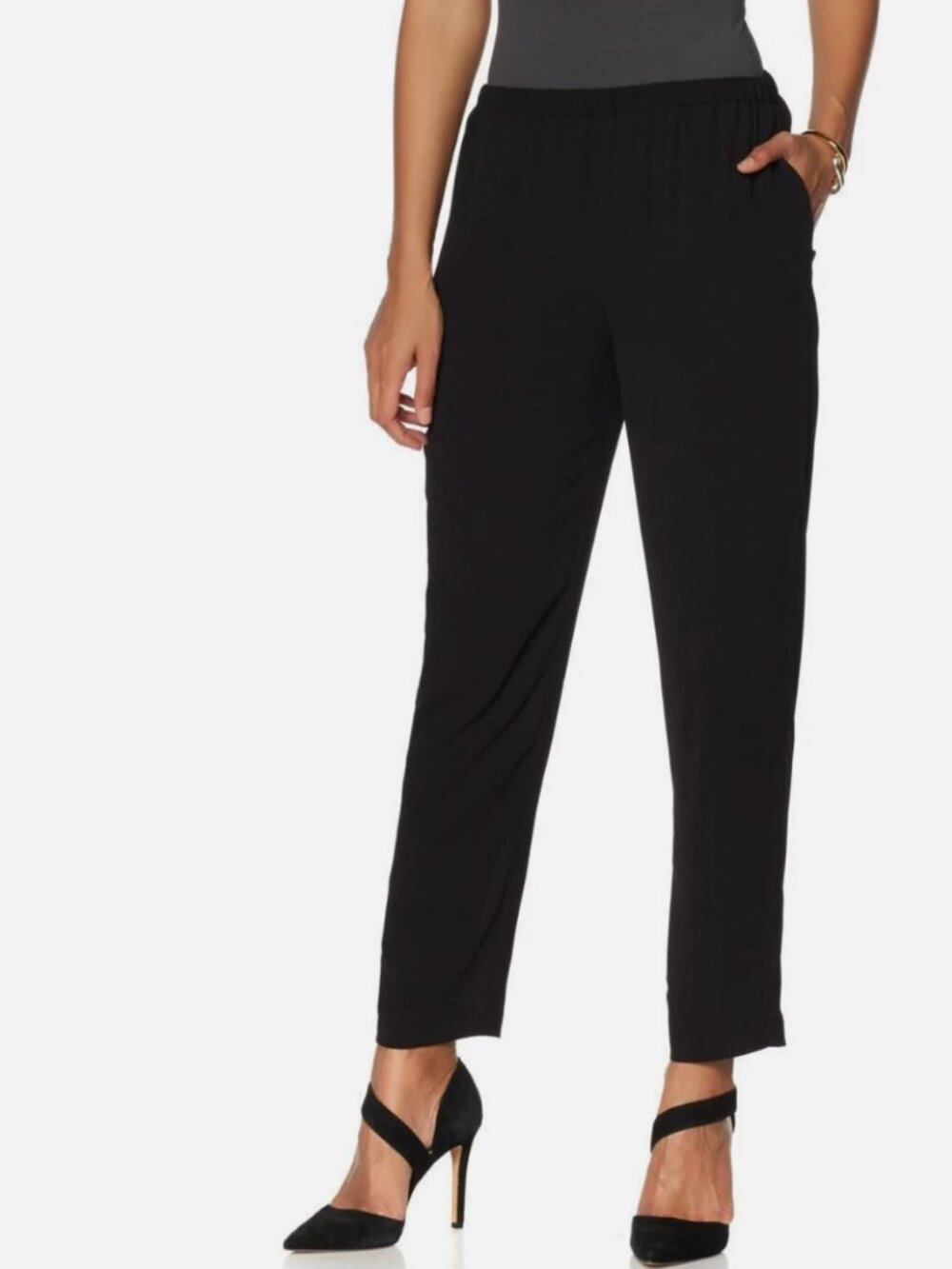 Vince Camuto Tech Ponte Slim Leg Ankle Pant, Black, Size 0